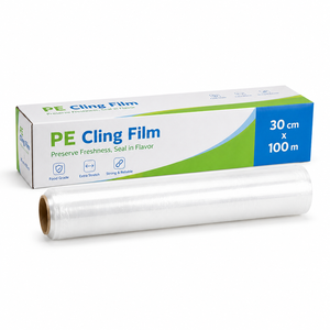 OEM Private Label 30cmx100m Polyethylene Cling Film 12 Micron Clear Food Grade Shrink <b>Wrap</b> for Olive Oil Candy 300m Length - Product Image 1