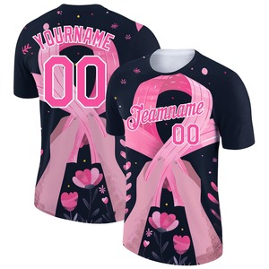 Wholesale Direct <b>shirts</b> Engro Sportswear industry Custom Black Pink-White 3D Pink Ribbon <b>Breast</b> <b>Cancer</b> Performance <b>T</b>-<b>Shirt</b> - Product Image 1