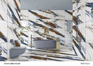 Meilleure qualité Statuario Fluid Porcelain Carrelage de salle de bain 600x1200mm Carrelages de sol disponibles au meilleur prix pour l'exportation en vrac - Product Image 5
