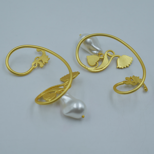 Latest Fashion Handmade Gold Plated Brass Mop Stone <b>Stud</b> Earrings Women's Jewelry M I CREATIONS Classic gold plated - Product Image 5