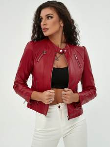 Veste en cuir pour femmes sur mesure de la meilleure qualité, respirante avec doublure en nylon fini personnalisable - Product Image 6