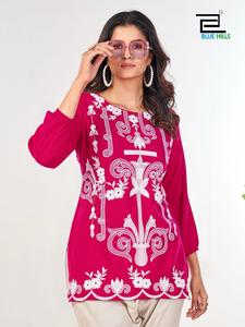 Femmes entièrement cousu lourd 14Kg rayonne hauts décontracté longueur régulière tricoté tissu broderie travail confort Style indien pakistanais - Product Image 3