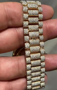 Reloj de Lujo con Incrustaciones de Diamantes Moissanite, Chapado en Oro Amarillo, Acero Inoxidable, Movimiento Automático, Cristal, Unisex - Product Image 4