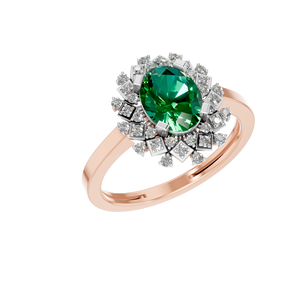 Bague de fiançailles pour femme en argent sterling 925, moissanite originale, halo en grappe, ovale, émeraude verte synthétique, zircon, 37 pierres - Product Image 5