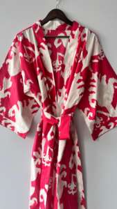 Belle main bloc imprimé coton Kimono Robe hiver Peignoir et Robe de douche ODM approvisionnement - Product Image 2