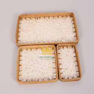 Plateau de service en perles de rotin naturel Offre Spéciale panier de fruits organisateur de stockage décoration de la maison du Vietnam - Product Image 1