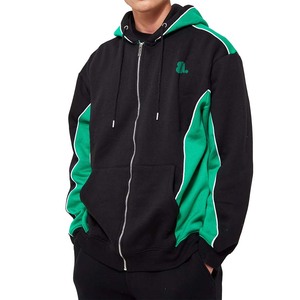 <b>Men</b> Wholesale 100% Cotton Block Zip <b>Hoodie</b> Winter Heavyweight <b>Fleece</b> Embroidered Rhinestone Logo Design <b>Lined</b> Front Solid - Product Image 1