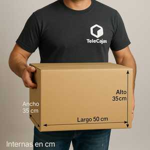 Boîte en carton robuste de taille moyenne de 50x35x35 cm avec poignées pour déménagement ou envoi de disques vinyles - Product Image 2