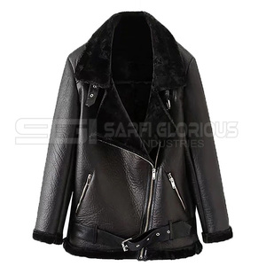 Chaqueta de cuero de terciopelo para mujer de estilo largo nuevo de otoño e invierno con doble cremallera y cinturón chaqueta de alta calidad OEM - Product Image 3
