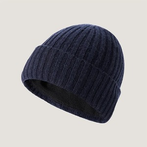 Bonnet de crâne tricoté d'hiver solide de qualité pour hommes et femmes Bonnet imperméable en rouge marine gris foncé noir avec impression numérique - Product Image 4