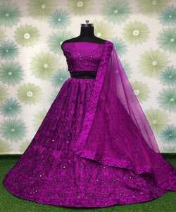 Nuevo atractivo aspecto rico ropa de boda Georgette tela lehenga choli con dupatta mujeres indias usan semi-cosido al por mayor Sur lehenga choli - Product Image 1