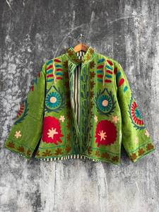 Handcrafted Luxury Velvet Suzani Embroidered Jacket for Women – Bohemian Statement <b>Coat</b> with Traditional Artisan Floral Design - Product Image 3