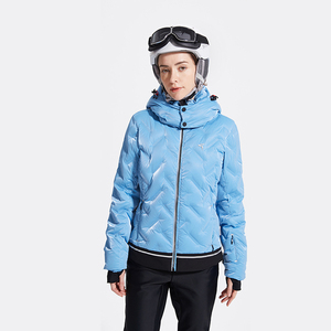 Venta al por mayor de alta calidad impermeable chaqueta de esquí de las mujeres con capucha cierre de cremallera cortavientos tela transpirable para las niñas - Product Image 3