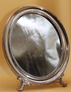 Sterling <b>Silver</b> Table <b>Mirror</b> 925, 33 cm Neoclassical Cornice Relief, Hallmarked Madrid <b>Silver</b> - Product Image 3