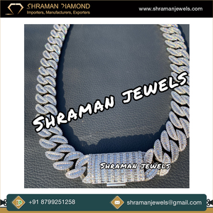 DEF Color VVS 925 Sterling <b>Silver</b> 18 MM Iced Baguette Moissanite Diamond <b>Cuban</b> <b>Link</b> <b>Chain</b> Premium Quality Modern Design Necklace - Product Image 4