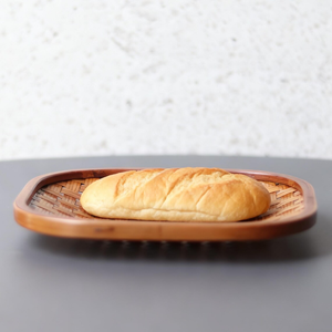 Plateau de service carré en bambou tissé à la main / Plateau décoratif tissé pour fruits, collations et décoration rustique de la maison - Product Image 2