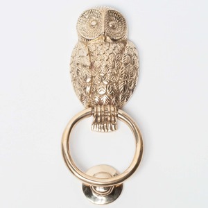 Decorative Owl Designer <b>Gold</b> Finished <b>Door</b> <b>Knocker</b> Suitable for Home Office Hotel Farmhouse and Vintage Style Entryway Decor Use - Product Image 1