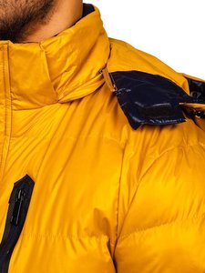 Vestes matelassées d'hiver personnalisées en gros pour hommes, veste à capuche en duvet matelassé brillant, veste matelassée brillante - Product Image 5