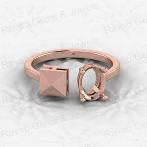 925 Solid Sterling Silver Infinity 8x5mm Oval Semi Mount Prong Setting Adjustable <b>Ring</b> Breastmilk Keepsake Resin Ceramic Jewelry - Product Image 2