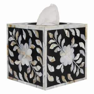 Blue Home and Kitchen Napkin Organizer Container with <b>Mother</b>-of-Pearl-Inlay Square Tissue <b>Box</b> for Parties - Product Image 3