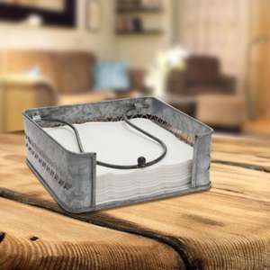 Caja de pañuelos de metal galvanizado estilo granja Diseño rústico de temática Vintage para baños y habitaciones vintage - Product Image 6