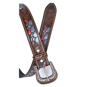 Vente chaude unisexe Floral usiné Designer ceintures en cuir durables ceintures perlées boucles fantaisie fabricants personnalisés pour cheval - Product Image 2