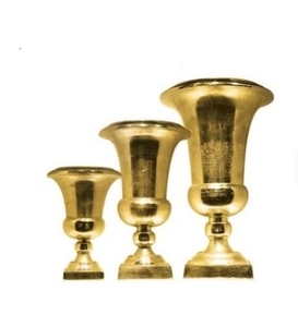 Decoración de mesa de salón de estilo europeo, jarrón dorado de pie alto, adornos de flores de trompeta de Metal, centro de mesa de boda, jarrón de Metal - Product Image 6