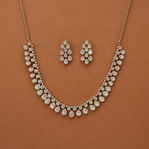 Collar de CZ clásico de último diseño de mercado con chapado en rodio de 2 tonos Collar de CZ chapado en rodio de 2 tonos de moda - Product Image 1