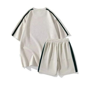 Ensembles de shorts d'été pour hommes, ensembles deux pièces t-shirt et shorts, style streetwear, 100% coton, vêtements décontractés, design personnalisé, impression de logo. - Product Image 2