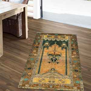 <b>Vintage</b> Design <b>Rugs</b>, Yellow <b>Rug</b>, Prayer <b>Rug</b>, Muslim Gift <b>Rug</b>,With Pile Soft <b>Rug</b> - Product Image 2