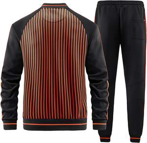 ชุดวอร์มแขนยาวคอตั้ง2ชิ้นสำหรับผู้ชาย,เสื้อแจ็คเก็ตและกางเกงวอร์มมีกระเป๋าข้างสองข้าง - Product Image 2