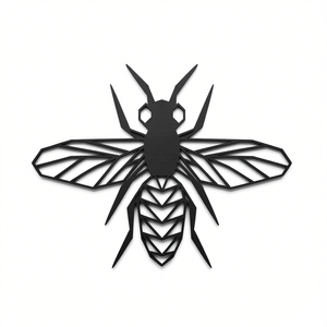 Cuadro Decorativo de Abeja Geométrica en MDF Negro - Product Image 1