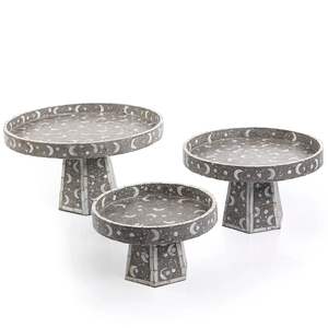 Mère de perle mosaïque incrustation table pièce maîtresse présentoirs MOP gâteau stand dessert piédestal ensemble - Product Image 2