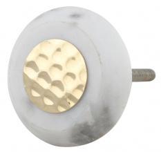Handmade Modern Luxury round Marble Cabinet <b>Knobs</b> Antiqued Brass <b>Ceramic</b> for Drawers Dressers Bedrooms Living Rooms Kitchens - Product Image 1