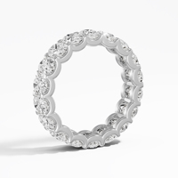 Anillo de Eternidad con Diamantes Ovalados Cultivados en Laboratorio de 4.74 Quilates en Oro Blanco de 14K y 18K con Baño de Rodio, Anillo de Bodas, Joyería al por Mayor, Suministro B2B