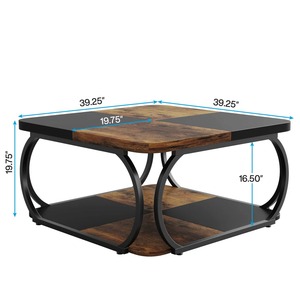 Table basse moderne en métal et bois écologique avec finition dorée pour le salon - Product Image 6