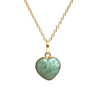 Handmade Amazonite Heart Pendant Necklace <b>for</b> <b>Women</b> and Girls 925 <b>Sterling</b> <b>Silver</b> Gold Plated Classic Style Wedding Gift - Product Image 1