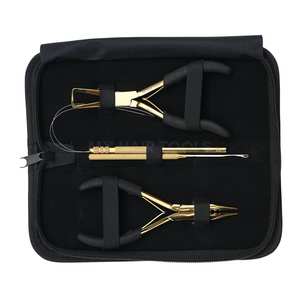 Outils d'extension de cheveux à micro-anneaux avec pince à sertir les micro-perles, outil d'ouverture et de retrait des micro-perles, enfileur de boucles et crochet antidérapant en acier inoxydable - Product Image 1