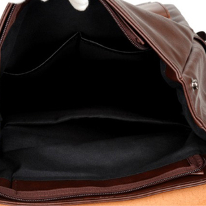Genuine <b>Leather</b> Laptop <b>Backpack</b> With USB Port <b>Large</b> Capacity Classic Style Unisex Softback Shoulder Straps Zipper Hasp Closure - Product Image 5
