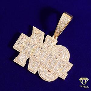 Hip hop đồ trang sức Iced ra moissanite kim cương 925 đồ trang sức bạc, khuyến khích món quà có ý nghĩa đối với anh ta - Product Image 5