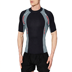 Men's Short Sleeve Rash Guard <b>Black</b> Gray Red Color Blocked Quick Dry <b>Compression</b> <b>Shirt</b> Workout Top Adult Fitness Clothing - Product Image 3