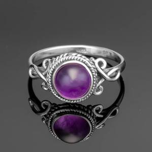 Anillo de amatista Plata de Ley 925 hecho a mano, joyería de piedras preciosas moradas, anillo de regalo elegante para mujer - Product Image 1