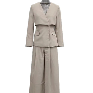 ชุดสูท2ชิ้นสำหรับผู้หญิงเบลเซอร์เอวสูงกางเกงขากว้างแฟชั่น2025 - Product Image 3