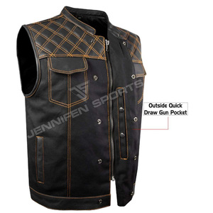 Gilet de moto classique en cuir/denim pour hommes Gilet de motard de bonne qualité du Pakistan Superbe pour l'équitation d'hiver - Product Image 3