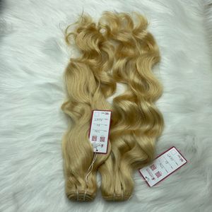 Vendedor-extensiones de cabello humano brasileño ondulado, pelo de trama virgen de doble estiramiento, COLOR rubio NATURAL, #60, misma cutícula - Product Image 6