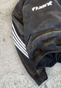 Sweat à capuche surdimensionné en coton 100% vintage délavé au soleil, lourd, pour l'hiver, avec broderie 3D délavée à l'acide pour hommes - Product Image 4