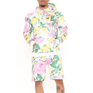Custom Design Cotton Made Hoodies Short Set Light Weight <b>Top</b> Quality Drawstring Style Hoodie And Short Set - Product Image 1