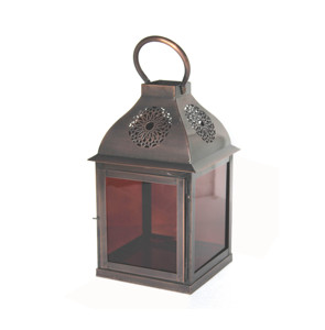 Vintage <b>Copper</b> Finish Decorative Metal Lantern with Glass Panels Rustic Outdoor Indoor <b>Candle</b> <b>Holder</b> Large Hanging Lantern - Product Image 2