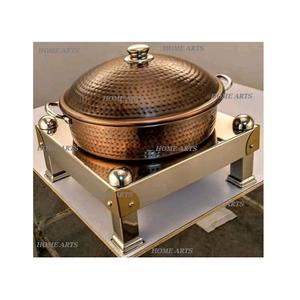 Plat à réchaud en aluminium fait main avec support, design classique, forme ronde, à prix abordable - Product Image 2