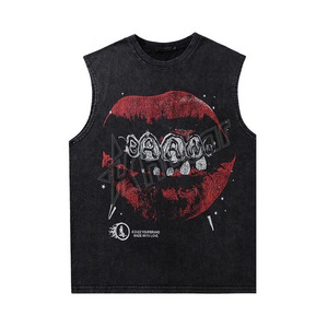 Camiseta sin mangas Vintage personalizada 100% algodón ropa informal estilo Hip Hop Camiseta con estampado gráfico verde de punto 260 gramos ajuste Extragrande - Product Image 6